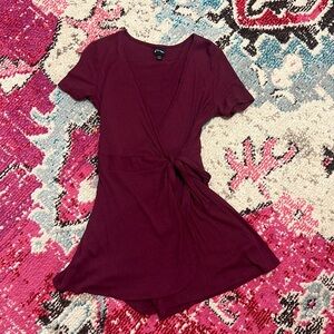 Girls Burgundy Wrap Romper- Art Class